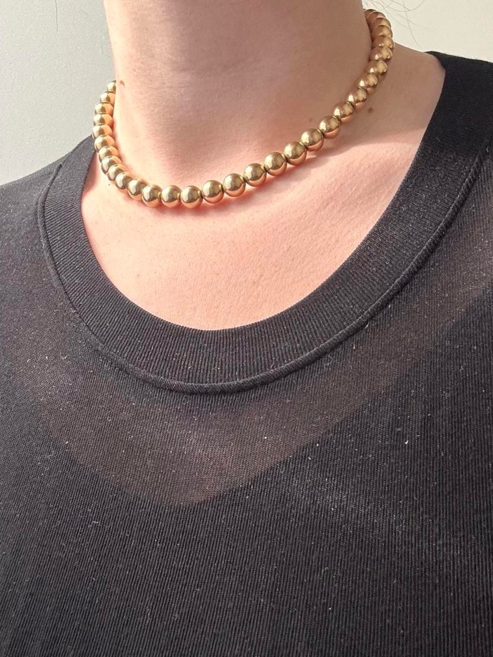 Small gold toned ball beaded necklace